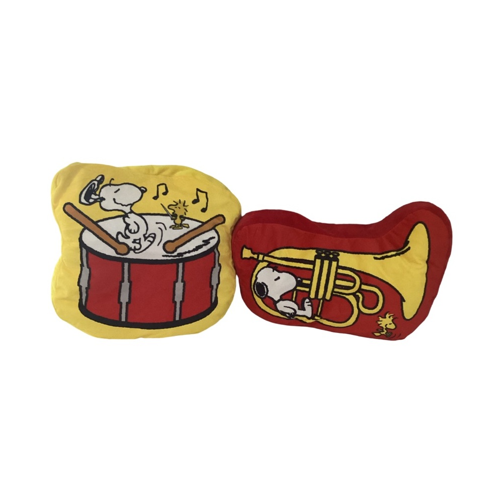 Peanuts Snoopy & Woodstock Marching Band Sega Pair of Cushion Throw Pillows